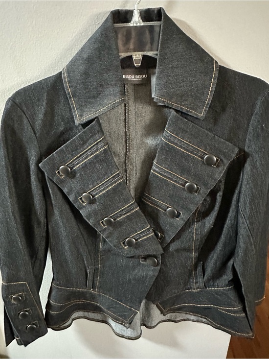 Bisou Bisou Jackets & Blazers - Bisou Bisou Structured Dark Denim Jacket
